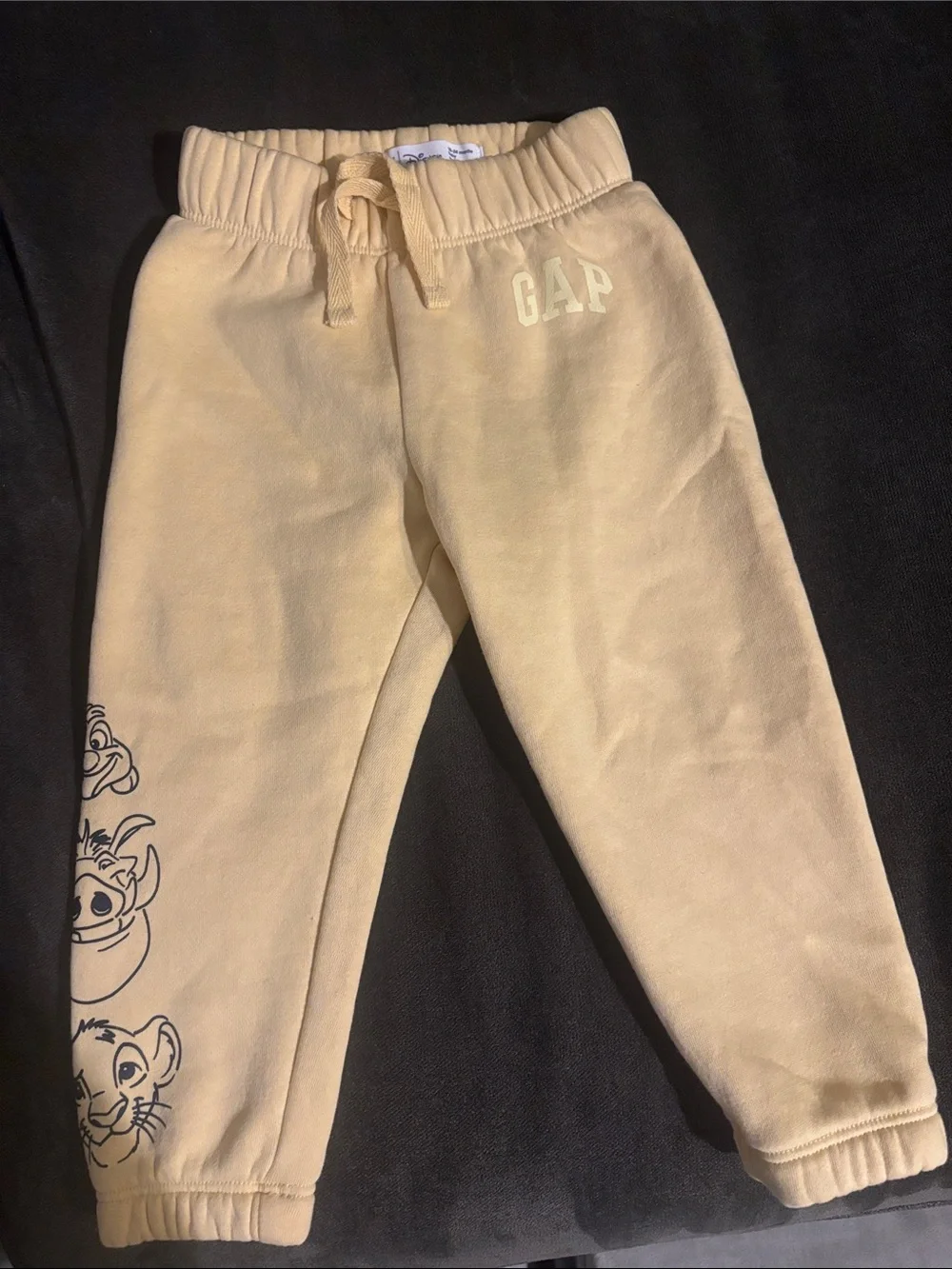 GAP Kids Pale Yellow Drawstring Joggers with Lion King Print